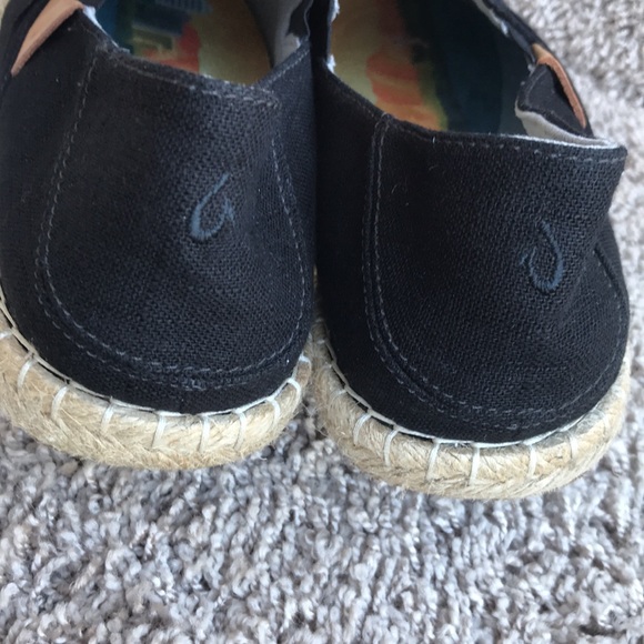 Olukai Women’s Kaula Pa’a Kapa Lava Rock Black Espadrille Slip-On Shoes size 11 - Picture 7 of 13